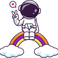 Esplorando controvento astronauta su arcobaleno